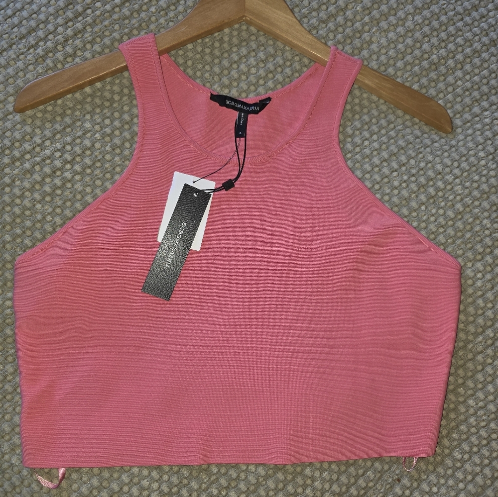 BCBG Pink Crop Tank Top Size Large NWT
